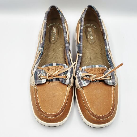 Sperry Top Sider Angelfish Multicolored Plaid Nubuck Leather Boat Shoe Women 6.5 - Picture 5 of 10